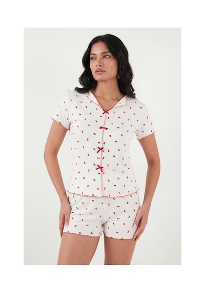 Lela Bayan Pijama Takımı 65770837 Beyaz-kırmızı