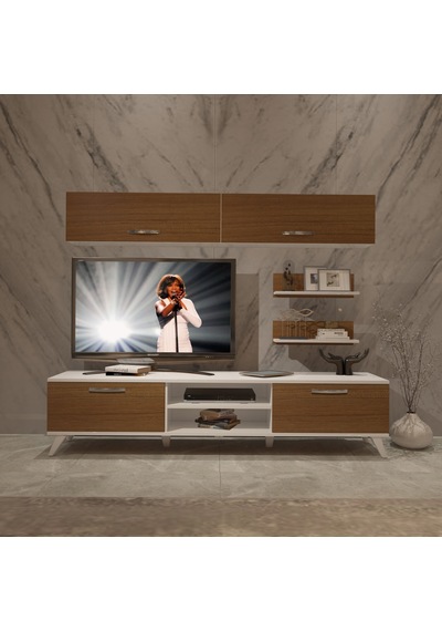 Decoraktiv Eko 5 Slm Dvd Retro Tv Ünitesi Tv Sehpası Beyaz - Ceviz