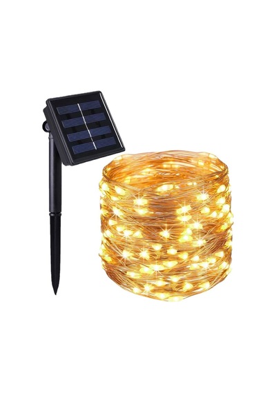 Ramia-premium Solar Güneş Enerjili Peri Led 20 Metre Günışığı 8 Mod 200 Led -tg.ty