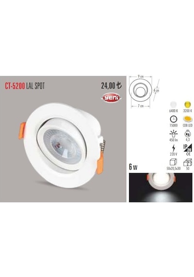 Cata Ct-5204 7 Watt Beyaz Işık Spot Led Ampul Lamba