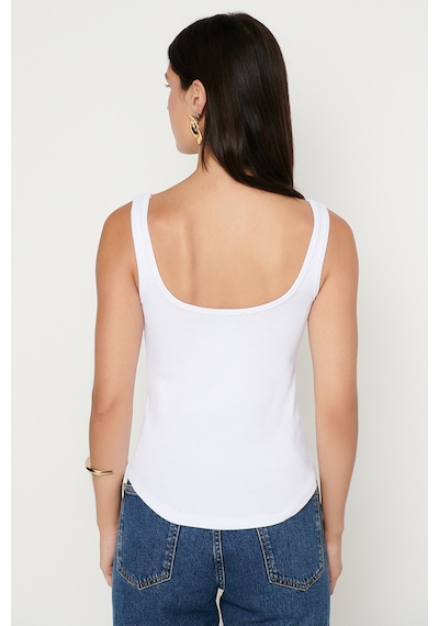 AC&Co / Altınyıldız Classics Kadın Beyaz Pamuklu Kaşkorse Yumuşak Dokulu Slim Fit Dar Kesim Bisiklet Yaka Esnek Body
