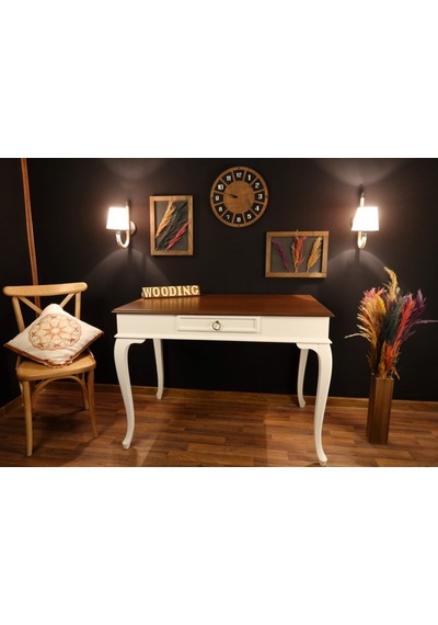 Wooding-Mobilya Wooding 120 Cm Çekmeceli Masif Beyaz Ceviz Çalışma Masası Wooding-Mobilya Wooding 120 Cm Çekmeceli Masif Beyaz Ceviz Çalışma Masası