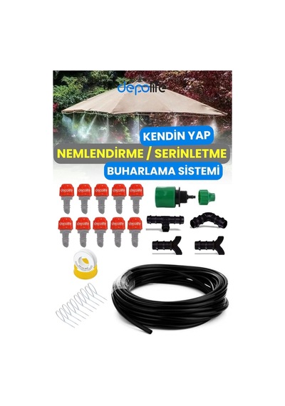 Ayrex Depolife 10 Metre Bahçe Balkon Veranda Kamelya Çardak Nemlendirme Sulama Serinletme Sis Püskürtme Sistemi Genel