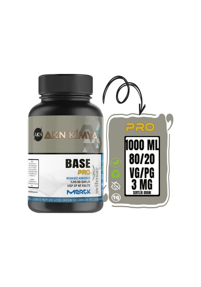 Pro Base 1000 Ml Vg Pg 80-20 3 Mg/ml Bitkisel Gliserin Base E422