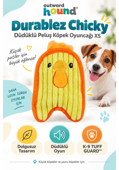 Outward Hound Durablez Chicky Düdüklü Peluş Köpek Oyuncağı Xs