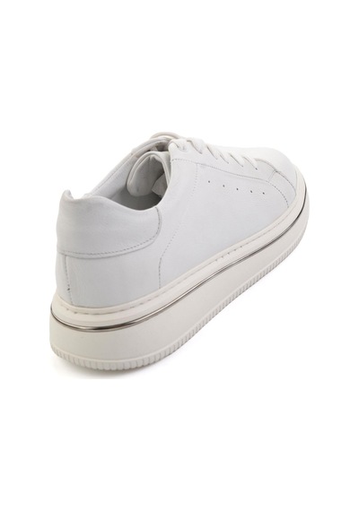 Beyaz Hakiki Deri Erkek Sneaker E01089006541 Beyaz