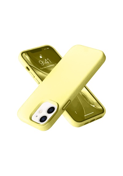 Apple  Uyumlu  iPhone 12 Kılıf Nano İçi Kadife Silikon Sarı