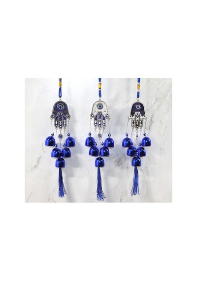 3 Adet Metal Nazar Boncuğu Çan 42 Cm Dekoratif Kapı Ve Duvar Süsü, Metal Boncuk Nazarlık, Evil Eye Bell Diğer