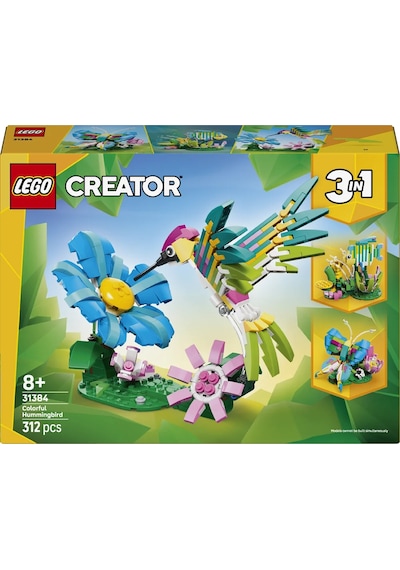 LEGO® Creator 3’ü 1 Arada Vahşi Hayvanlar: Renkli Sinek Kuşu 31384-8 Yaş ve Üzeri Çocuklar için Yaratıcı Oyuncak Yapım Seti (312P)