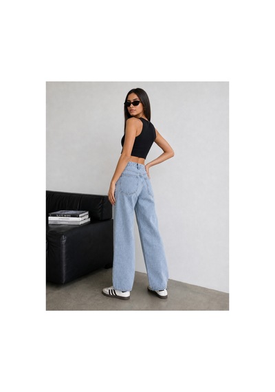 Bluemarlin Buz Kar Tam Kalıp Yan Parçalı Jeans Baggy Denim/kot Pantolon Buzkar