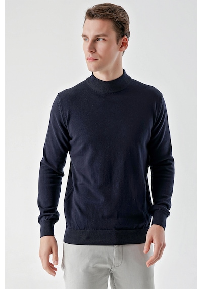 Morven Erkek Lacivert Basic Yarım Balıkçı Yaka Dynamic Fit Rahat Kesim Triko 25kc017002200 Lacivert