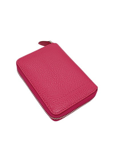 Westpolo Hakiki Deri Kağıt Para Ve Bol Kart Bölmeli Fermuarlı Unisex Cüzdan - Fuşya 4125832