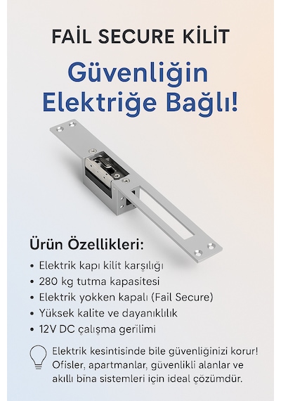 Elektronik Kilit Basaç Kapı Karşılığı Fail Secure Enerji Yokken Kapalı