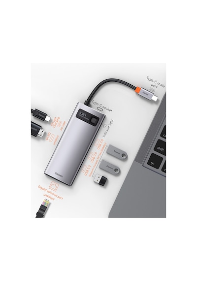 Baseus Metal Gleam Series 6İn1 Type C Hub Usb Hdmı Rj45 Adaptör Ç