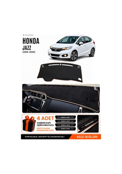 Honda Jazz 2018-2020 Uyumlu Torpido Koruma, Torpido Örtüsü, Torpido Kılıfı - Siyah Bej