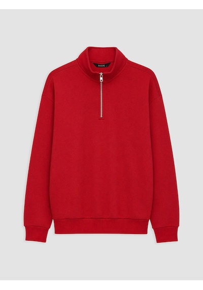 LC Waikiki Lc Waıkıkı Kırmızı Yarım Fermuarlı Dik Yaka Erkek Sweatshirt