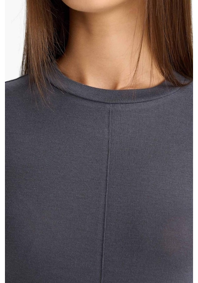 Defacto Slim Fit Dar Kesim Bisiklet Yaka Uzun Kollu Tişört G1074ax25auar58 Antrasit