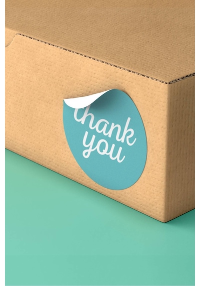 Turkuaz Thank You Hediye Kargo Paketleme Sticker 3x3cm St2127 Çok Renkli