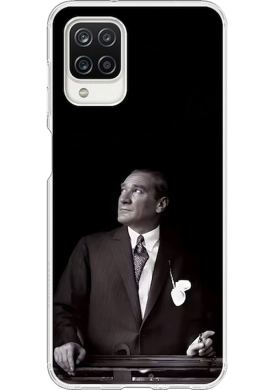 Samsung Galaxy A12 Uyumlu Şeffaf Kılıf Atatürk 3 Tasarımlı