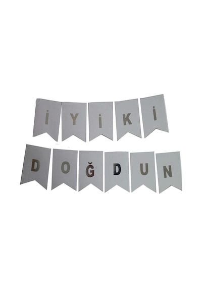 Beyaz Gümüş Gri Doğum Günü Süsü Iyiki Doğdun Yazı Banner