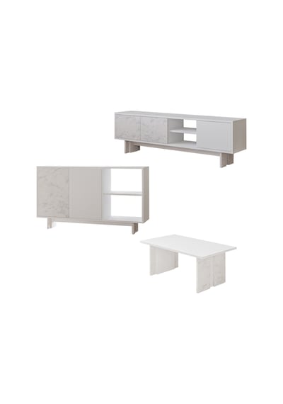 İnarch Dizayn Ravello Oturma Odası Set Modern Konsol, Tv Sehpası Ve Orta Sehpa Üçlü Takım Beyaz Mermer İnarch Dizayn Ravello Oturma Odası Set Modern Konsol, Tv Sehpası Ve Orta Sehpa Üçlü Takım Beyaz Mermer