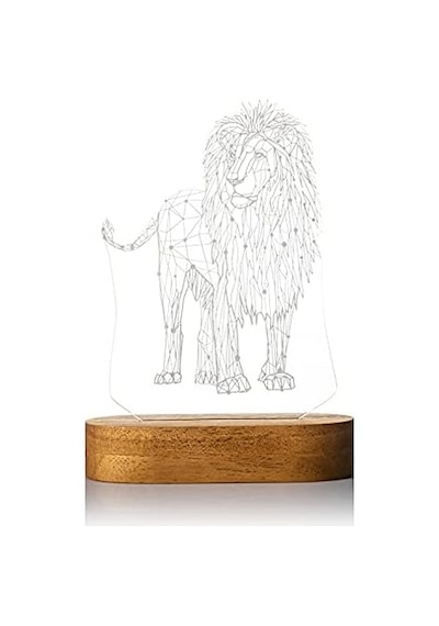 Geometrik Aslan Tasarımlı 3d Led Gece Lambası . 12173117