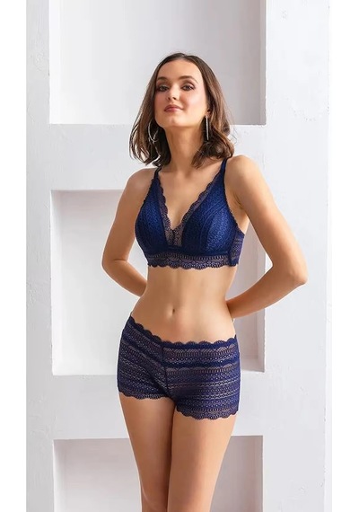 Kocabey 31813 Bralet Sütyen Ve Boxer Takım Lacivert