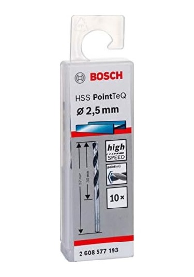 Professional 10 Adet Hss Spiral Matkap Ucu Pointteq Metal İçin, 2,5 X 30 X 57 Mm, Matkap Aksesuarı