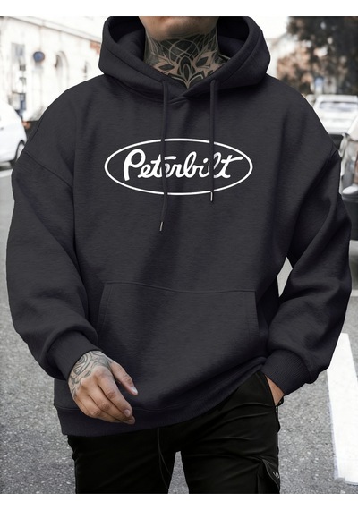 Startmore Startmorepeterbilt Harfli Baskılı Polar Sonbahar Sweatshirtleri Erkek Yumuşak Koşu Kapüşonlu Üstü Soka Antrasit