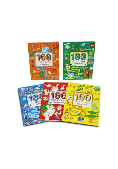 100 Eğlenceli Oyun Serisi Set 5 Kitap + 18 Li Bic Kuruboya