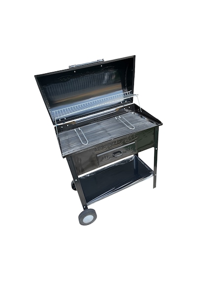 Acn Kömürlü Mangal Lüx Kapaklı 35 X 70 Cm Tekerlekli Barbekü Siyah