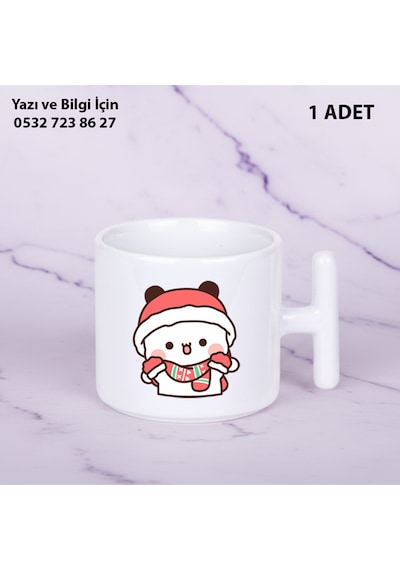 Dudu Ve Bubu Yılbaşı Yeni Yıl Tasarımlı Kişiye Özel İsimli T Kupa Bardak Sevgiliye Hediye Beyaz