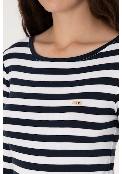 U.S. Polo Assn. Kadın Lacivert Çizgili Bisiklet Yaka Sweatshırt 50314203-VR033