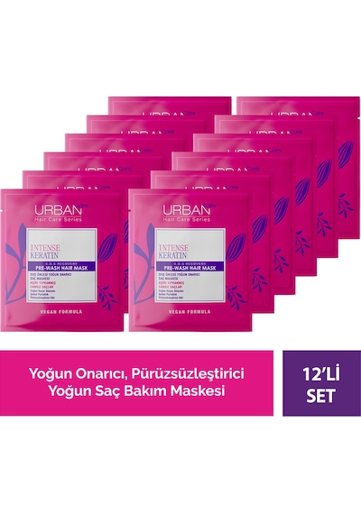 Intense Keratin Aşırı Yıpranmış Ve Cansız Saçlara Duş Öncesi Saç Bakım Maskesi 12'li Set