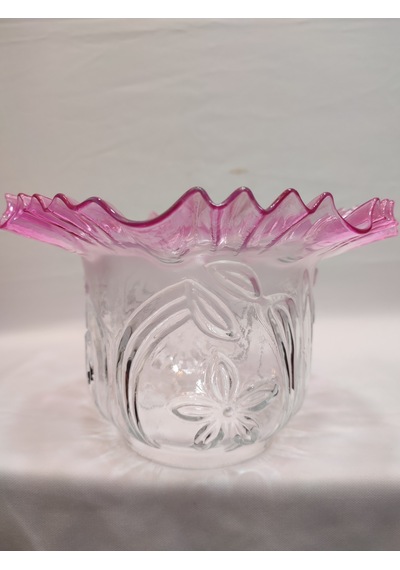 Kıvırcık Abajur Camı.pembe-şeffaf Renkte.alt Çap:10,00cm-h:15,50c Pembe-Şeffaf