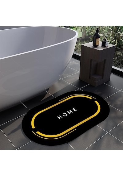 Nobera Banyo Paspası Kaymaz Taban, Hızlı Kuruyan Nappa Deri Mikrofiber 60x90 Cm Siyah