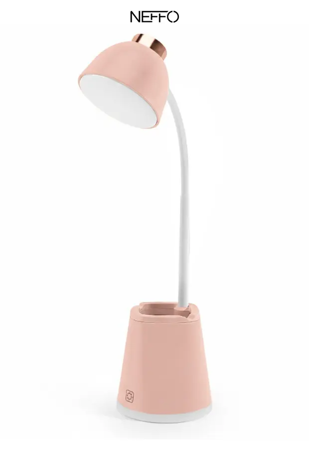 Şarjlı Dokunmatik Led Çalışma Okuma Işığı Flexible Masa Lambası 3 Kademeli Açık Pembe