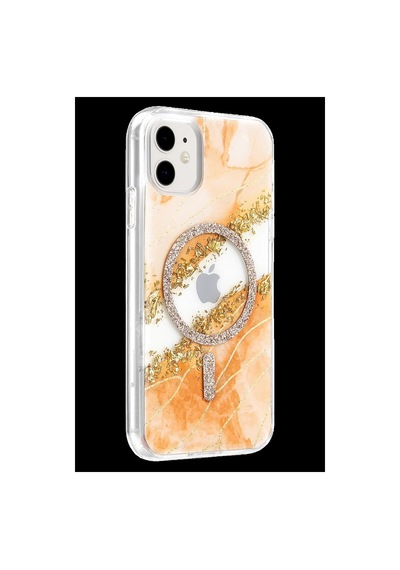 Onegif Apple Uyumlu iPhone 11 Lotus Simli Magsafe Kapak - Turuncu