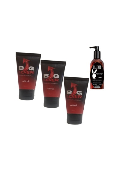 Big Lover Erkeklere Özel 50 Ml Jel 50 Ml Maximum Strength Hardening Gel For Men 3 Adet + Playboy 120 Ml Masaj Yağı