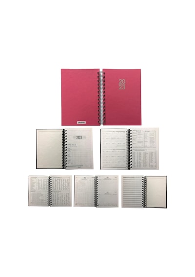 2023 Spiralli 14x20 Günlük Ajanda Pembe