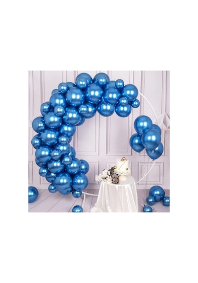 Mucit Home 10 Adet Mavi Krom Balon Seti 12 İnç Parlak Ve Göz Alıcı Parti Balonları