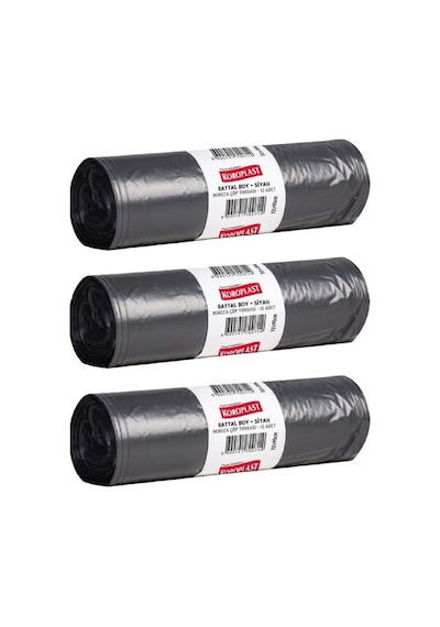 Koroplast Çöp Poşeti Battal Boy Siyah 10'lu 72 x 95 CM x 3 Paket