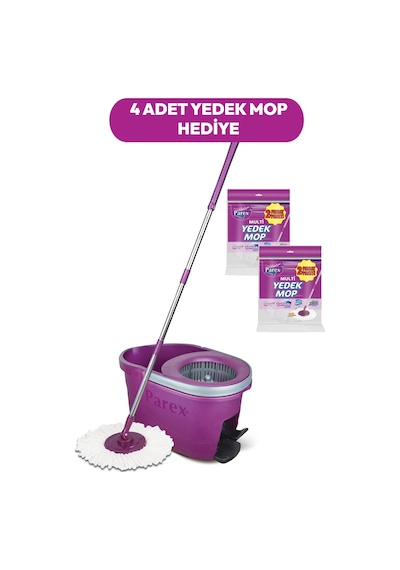 Thunderbolt Pedallı Otomatik Temizlik Seti Ve 4'lü Yedek Mop