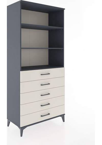 Hyperion Dolap 3 Raflı 5 Çekmeceli 88x44x195 Antrasit-aytaşı Antrasit