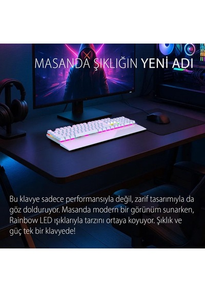Inca Ikg-456 Empousa Blue Switch Mekanik Gaming Klavye 104 Tuş, 19 Rainbow Led Seçeneği, Full Anti-ghosting, Tür