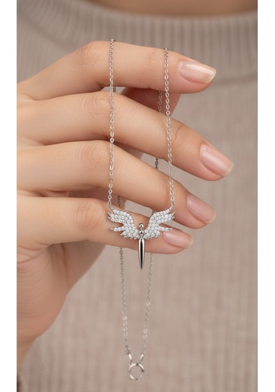 Çekirdekjewelry 925 Ayar Gümüş Rodyum Kaplama Mikail Kolye Gri