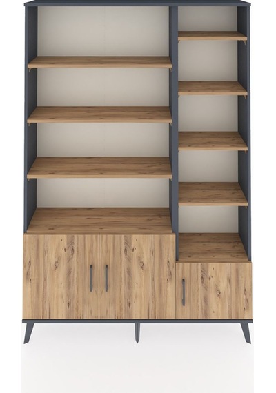 Arges Dolap 10 Raflı 3 Kapaklı 132x30x195 Antrasit-çam/çam Atlas Çam/atlas Çam