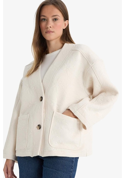 Defacto Regular Fit V Yaka Blazer Ceket G2521ax25auer37 Ekru-er37