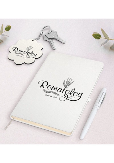 Kişiye Özel Romatolog Beyaz Defter Kalem Ve Anahtarlık Set