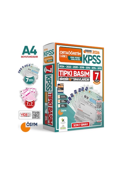 2026 Kpss Önlisans-ortaöğretim/lise ÖSYM Tıpkı Basım 14lü (7 7) Deneme Seti Tg Dijital Çözümlü